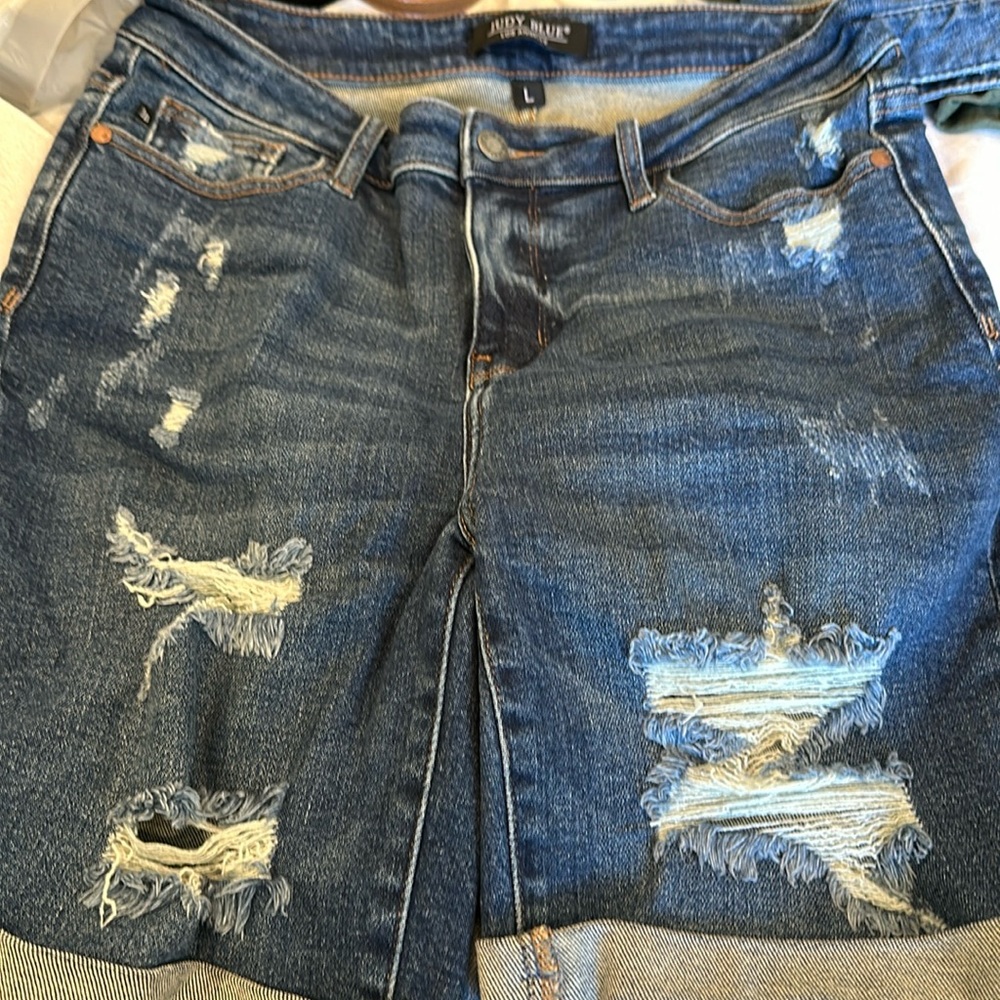 Judy Blue Distressed Bermuda Jean Shorts